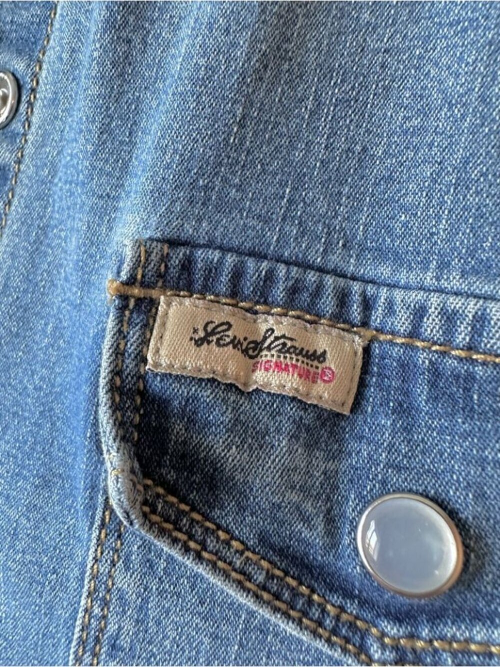 Vintage Y2K Levi's Jean Shirt Denim Fitted Button Up Shirt Coastal Cowgirl - M - Picture 5 of 9